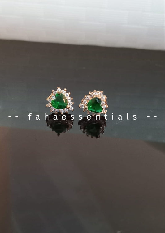 Emerald Heart Stud Earrings