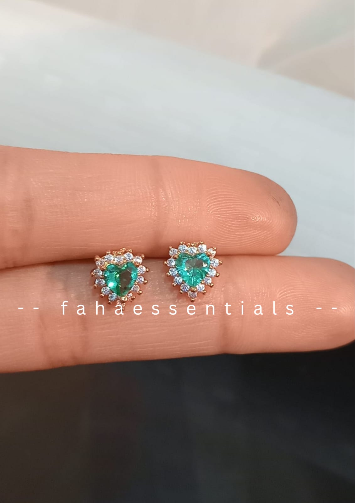 Aquamarine Heart Stud Earrings