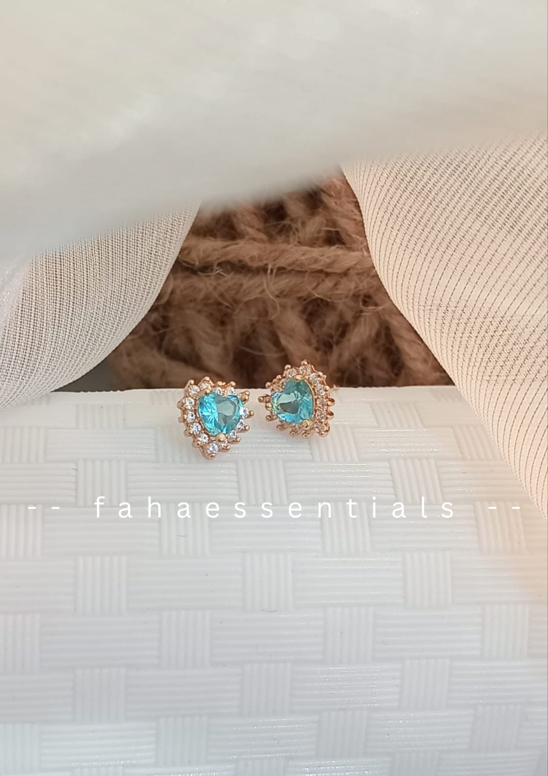 Turquoise Blue Heart Stud Earrings