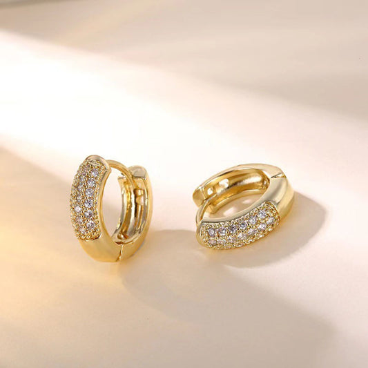 Cubic Zirconia Stone Hoop Earrings