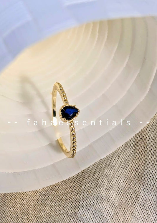 Midnight Teardrop Gold Ring